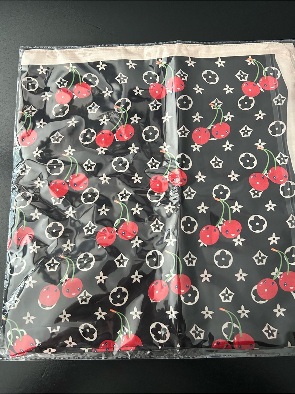 Women's Black Cherry Print scarf- Unbranded